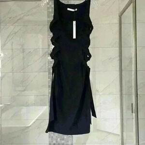 NWT- Revolve Susana Monaco - Side Faux Lace Up Tank Dress in Black Sz S